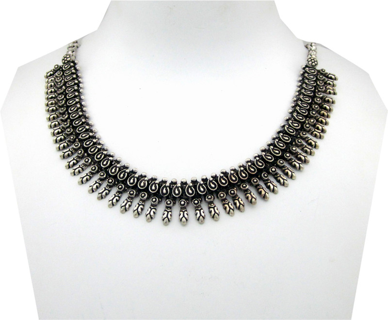 flipkart black metal necklace