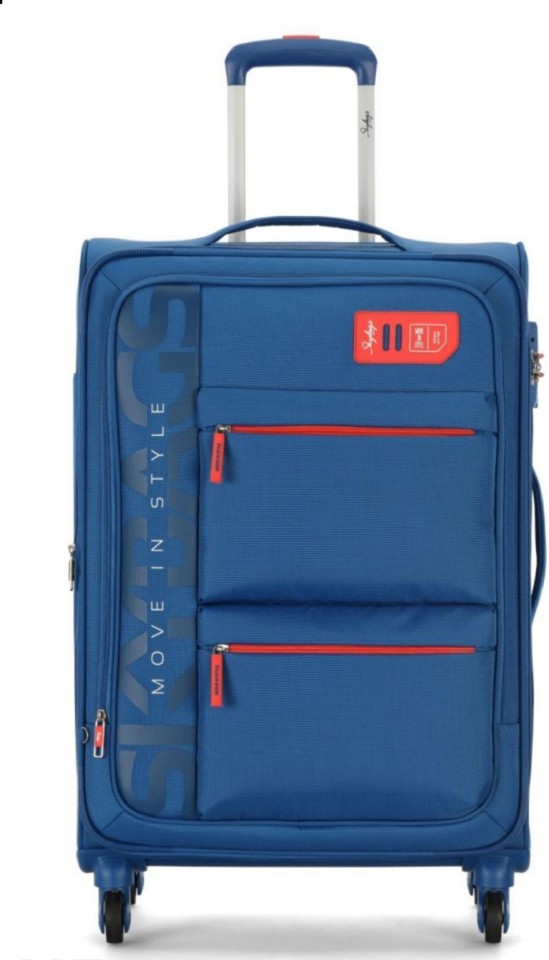 bright blue suitcase