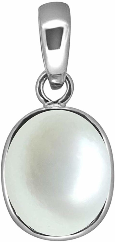 Unisex Silver Pearl Metal Pendant 