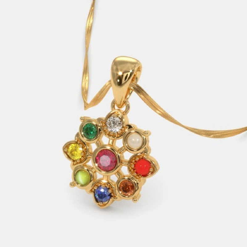 Jaipur Gemstone Navaratna Pendant With 