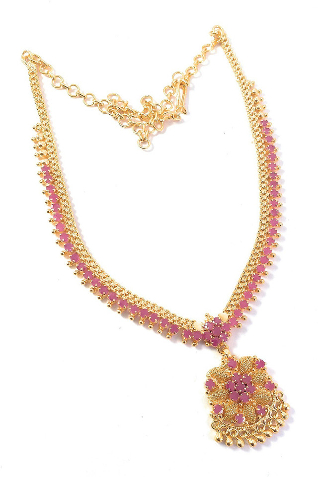 AFJ SHORT NECKLACE Ruby Gold-plated 