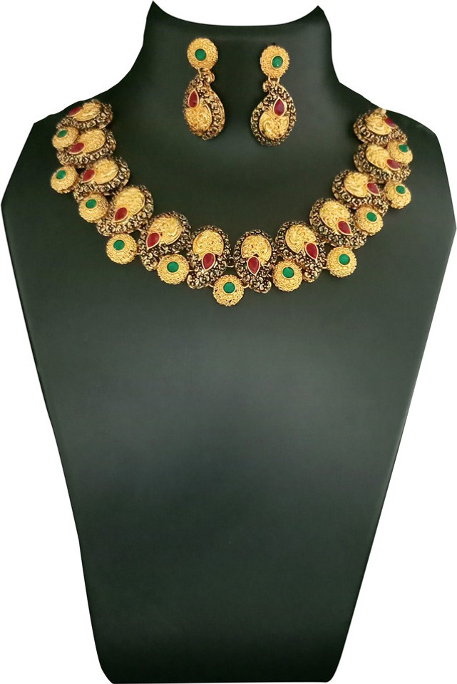 Kriaa by JewelMaze Gold Plated Maroon 