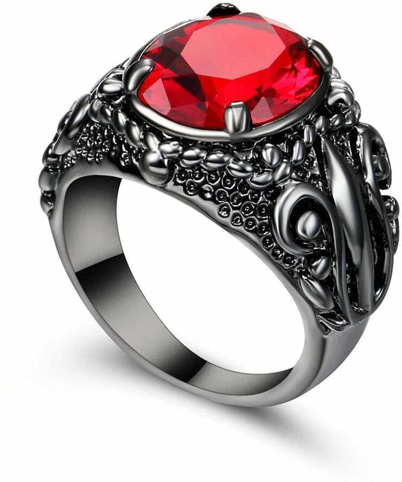 Deevam Red Ruby Swarovski Crystals Black Titanium Plated Ring For Men Women Metal Swarovski Crystal Titanium Plated Ring Price In India Buy Deevam Red Ruby Swarovski Crystals Black Titanium Plated