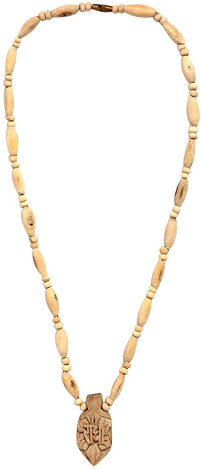 Carved Pendant Holy Basil Tulsi Beads 