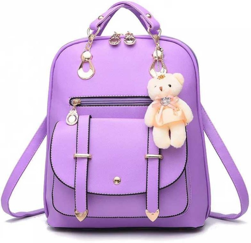 purple backpack leather