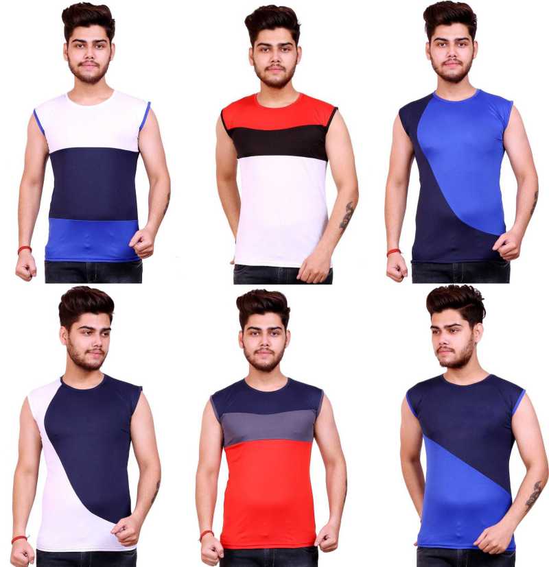 [Size S] Celebrino Color Block Men Round Neck Multicolor T-Shirt  (Pack of 6)