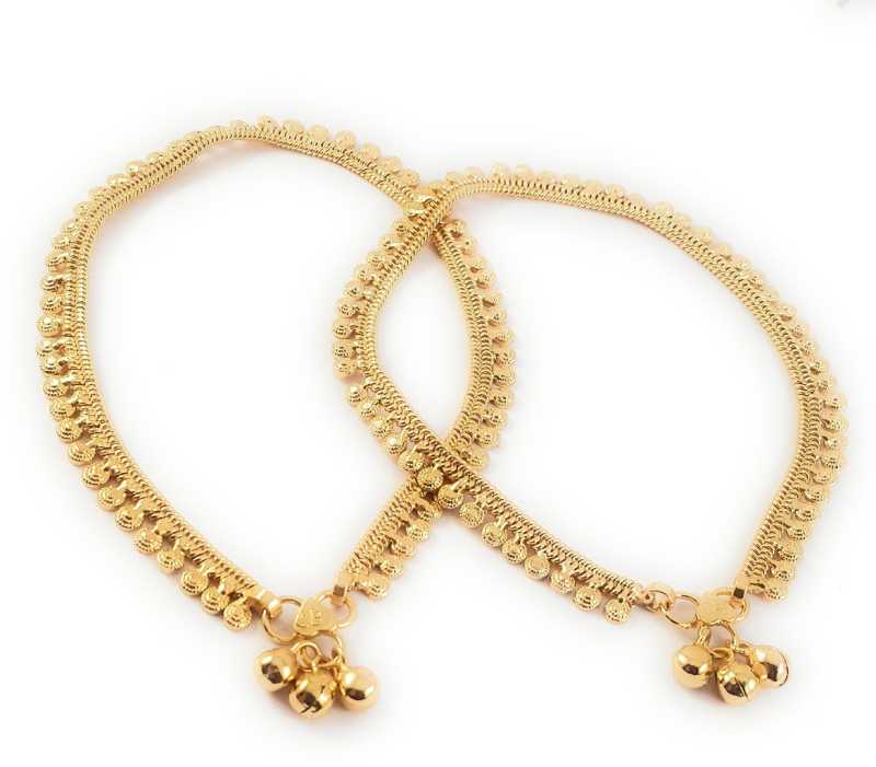 AFJ GOLD One Gram Gold Plated Traditional Trendy Stylish Anklets ...