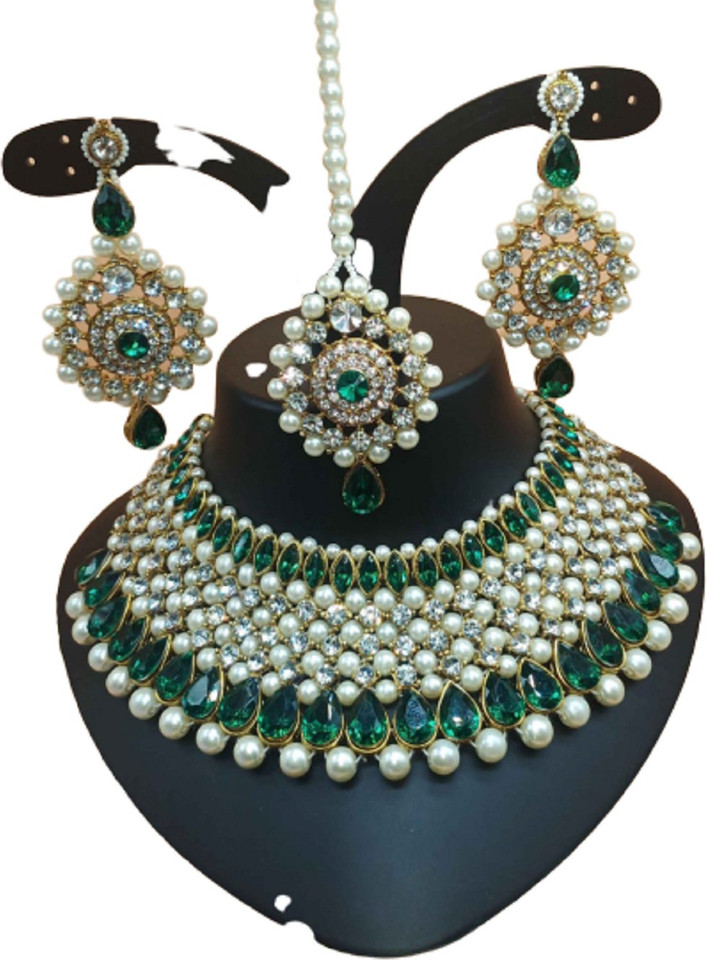 green jewellery set flipkart