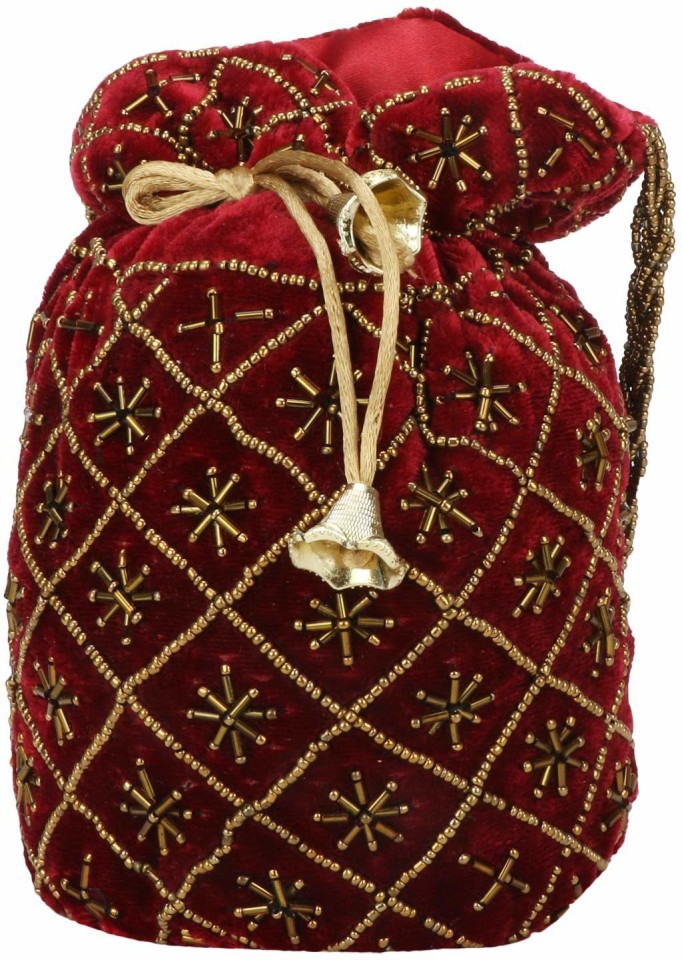 oIndian Potli Bag for Wedding Designer Bridal Clutch/Jewelry Pouch/Worship Potli Bag for Girls & Women 