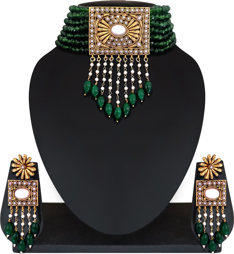 green jewellery set flipkart