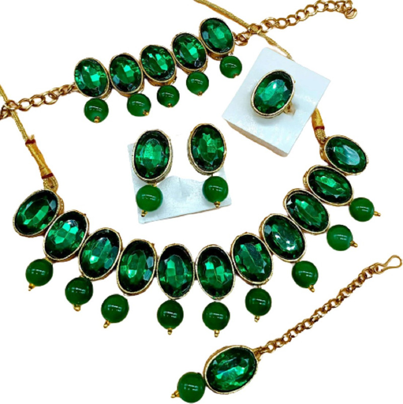 green jewellery set flipkart