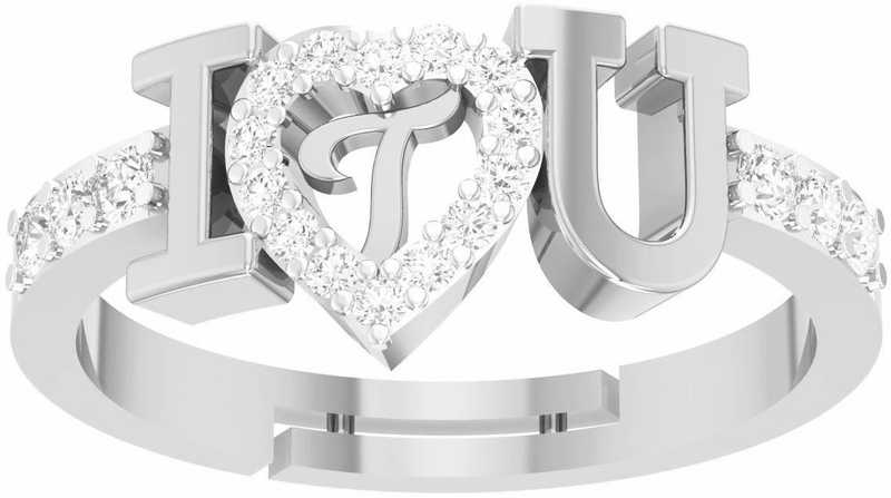 Kanak Jewels Kanak Jewels Ilu T Letter Rings Silver Gold Adjustable Valentine Latest American Diamond Freesize Adjustable Fancy Ring Love Heart Initial Alphabet Rings For Girls Couple Girlfriend Women Ring Finger Ring