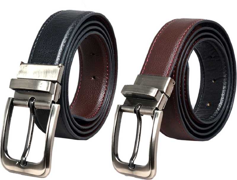 Provogue Men Formal Black Texas Leatherite Reversible Belt at Best Price