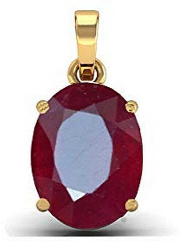 Kundli Gems Ruby Stone Pendant Manik 6 00 Carat Astrological Effective Lab Certified For Men Women Gold Plated In India - Ruby Gemstone Pendant