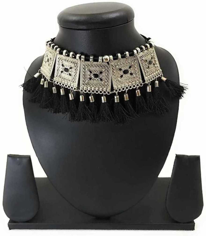Gorakali Chokker Black Silver Necklace 