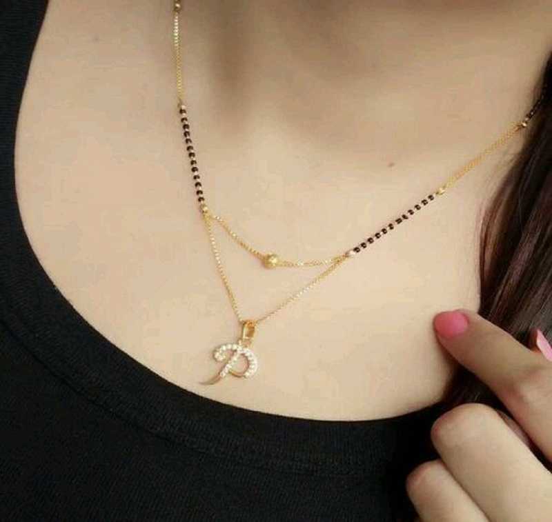 Jewel World Mangalsutra P Letter Gold Plated Pendant Locket For Girls Women Alloy Design New Model 18 Inch Short Long Stylish Traditional Fashionable Chain Alphabet Name Mangalsutras Alloy Mangalsutra Price In India Buy