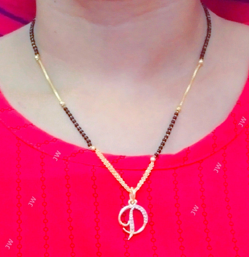 Bright STYLE D letter mangalsutra gold 