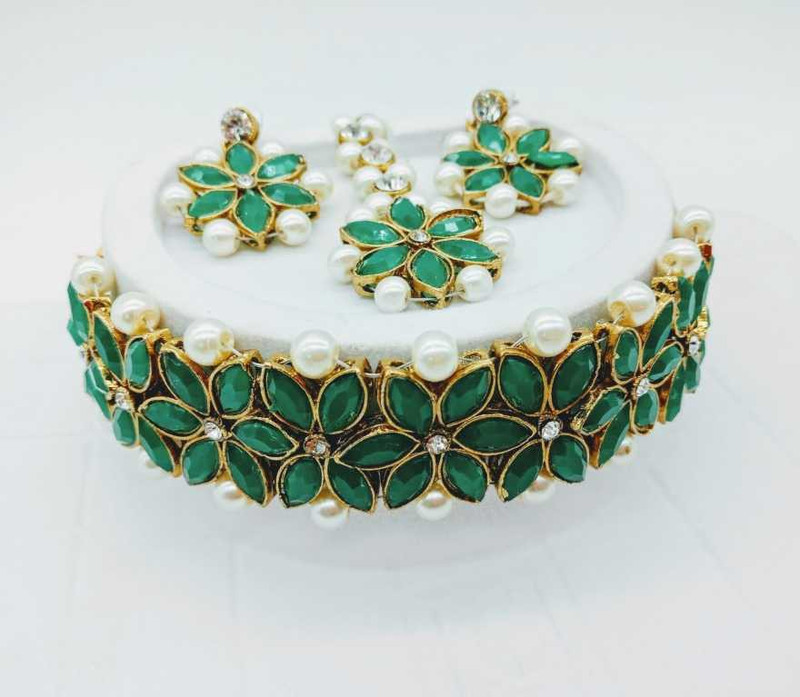 green jewellery set flipkart