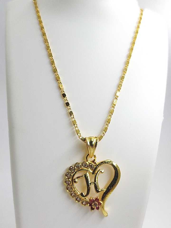 Rofarword Heart Shape Alphabet Initial Letter H American Diamond Studded Pendant Locket With Chain Gold Plated Stylish Fancy Latest Design Collection Fashion Jewellery For Women Girls Boys And Men Gold Plated Cubic Zirconia