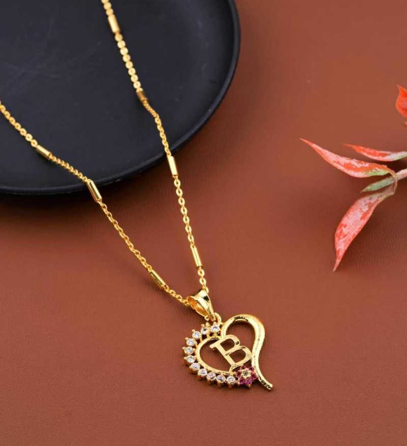 Bright Style B Letter Locket Pendants Alphabet Name Gold Plated Alloy New Model Design With 19 Inch Chain For Girls Women Alloy Mangalsutra Price In India Buy Bright Style B Letter Locket