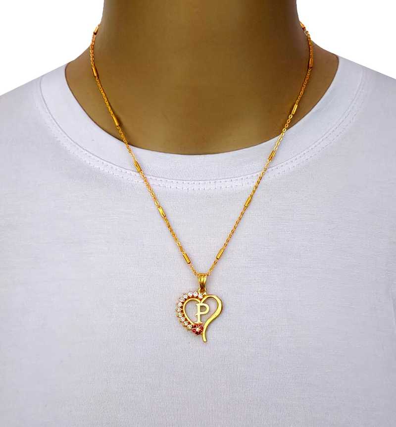 Vraj India P Letter Locket Pendants Alphabet Name Gold Plated Alloy New Model Design With 19 Inch Chain For Girls Women Gold Plated Alloy Price In India Buy Vraj India P Letter Locket