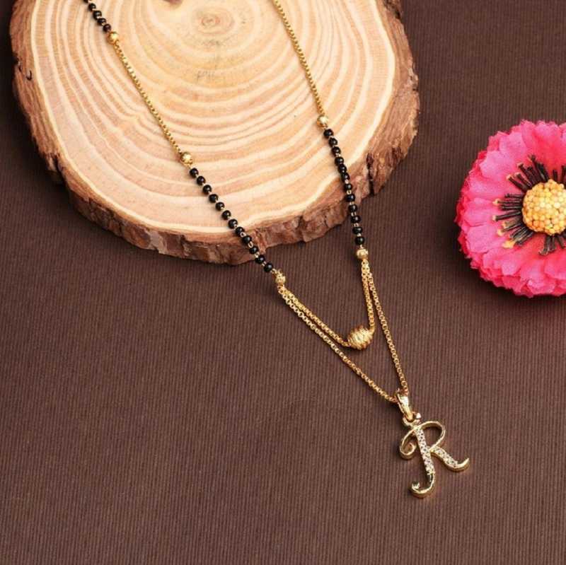 Bright Style R Letter Mangalsutra For Girls Women Gold Plated Alloy Design Alphabet Name Gold Plated Pendant Locket New Model 18 Inch Mangalsutras Alloy Mangalsutra Price In India Buy Bright Style R Letter