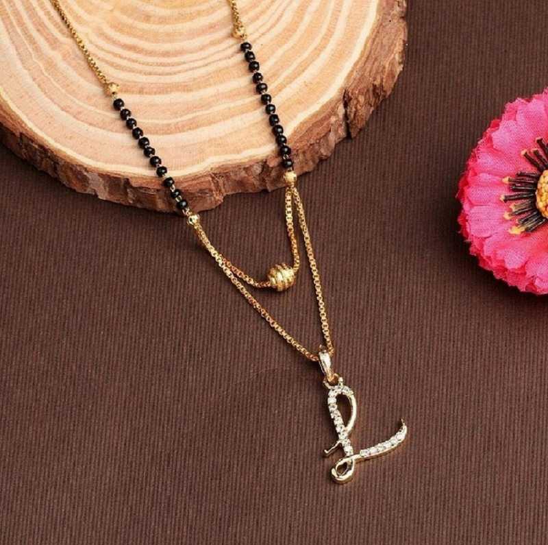 Bright Style L Letter Mangalsutra For Girls Women Gold Plated Alloy Design Alphabet Name Gold Plated Pendant Locket New Model 18 Inch Mangalsutras Alloy Mangalsutra Price In India Buy Bright Style L Letter