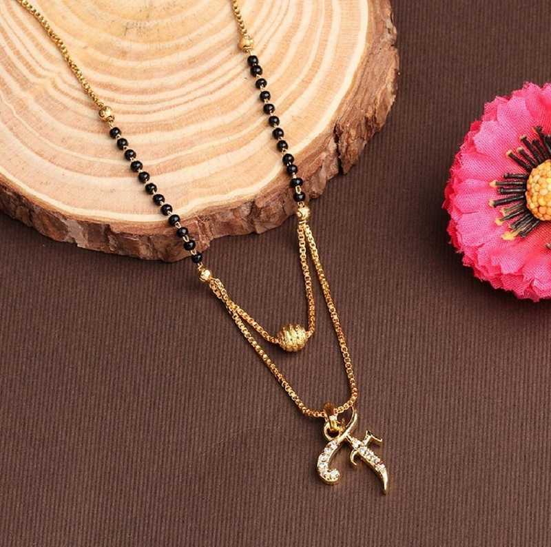 Bright Style F Letter Mangalsutra For Girls Women Gold Plated Alloy Design Alphabet Name Gold Plated Pendant Locket New Model 18 Inch Mangalsutras Alloy Mangalsutra Price In India Buy Bright Style F Letter