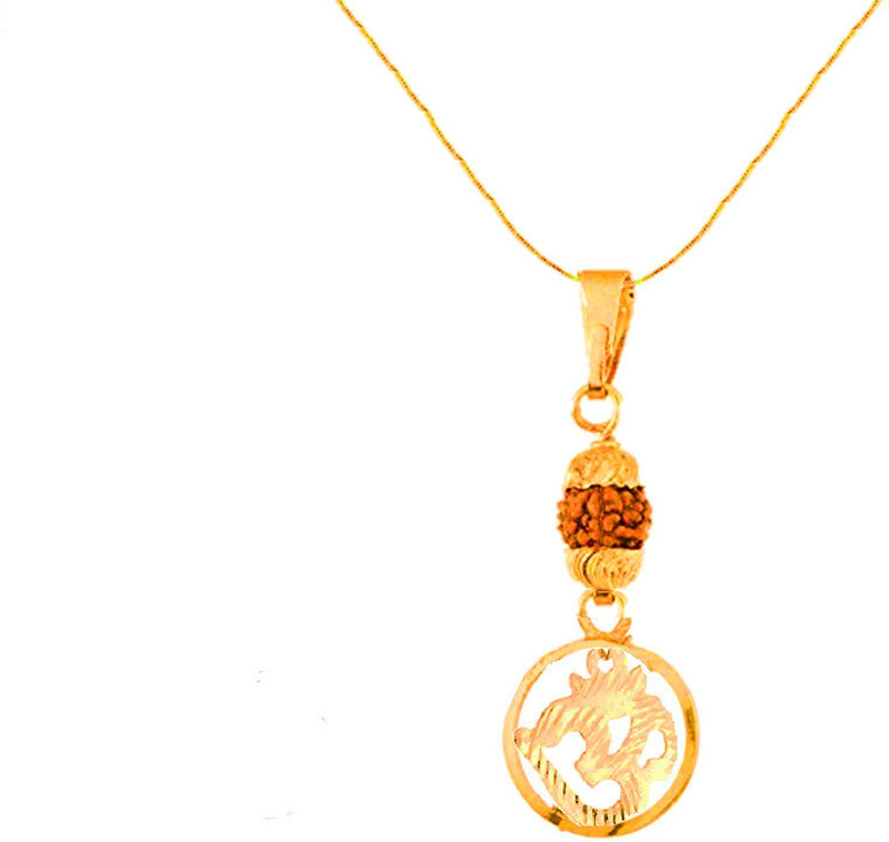 OM) Gold-plated Brass, Metal Pendant 