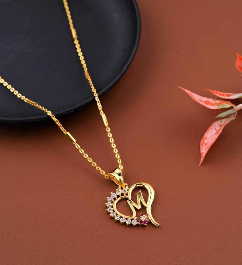 Jewel World M Letter Locket Pendants Alphabet Name Gold Plated Alloy New Model Design With 19 Inch Chain For Girls Women Gold Plated Alloy Price In India Buy Jewel World M Letter Locket