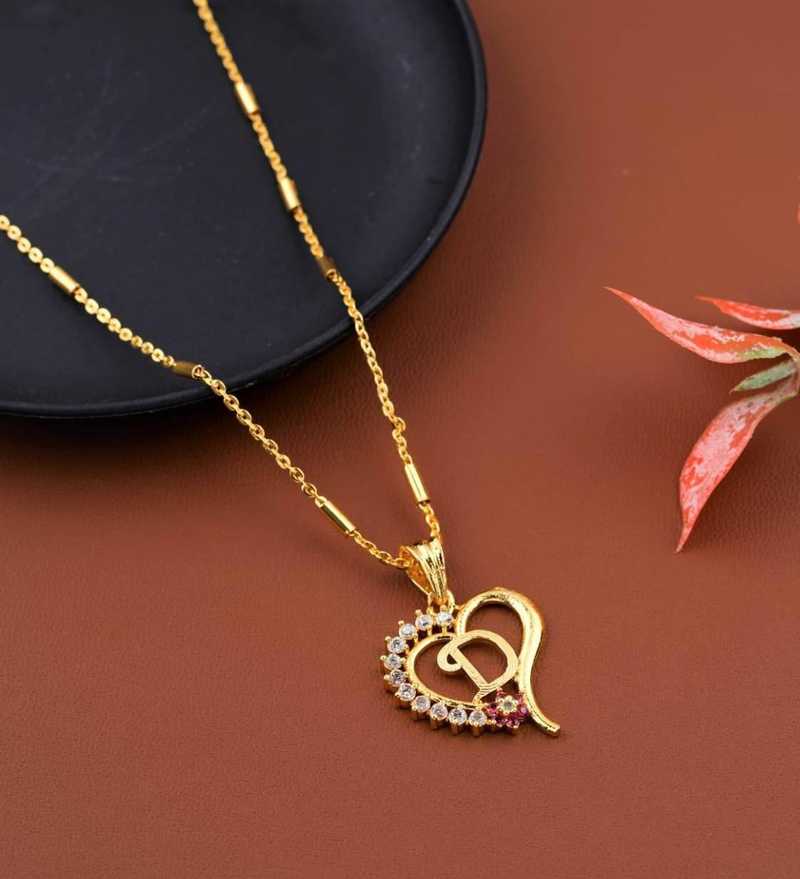 Vraj India D Letter Locket Pendants Alphabet Name Gold Plated Alloy New Model Design With 19 Inch Chain For Girls Women Gold Plated Alloy Price In India Buy Vraj India D Letter Locket