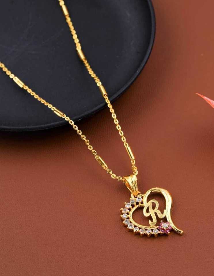 Jewel World R Letter Mangalsutra Gold Plated Pendant Locket For Girls Women Alloy Design New Model 19 Inch Short Long Stylish Traditional Fashionable Chain Alphabet Name Mangalsutras Alloy Mangalsutra Price In India Buy