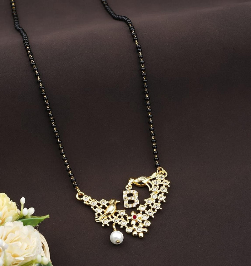 letter mangalsutra gold plated alloy 