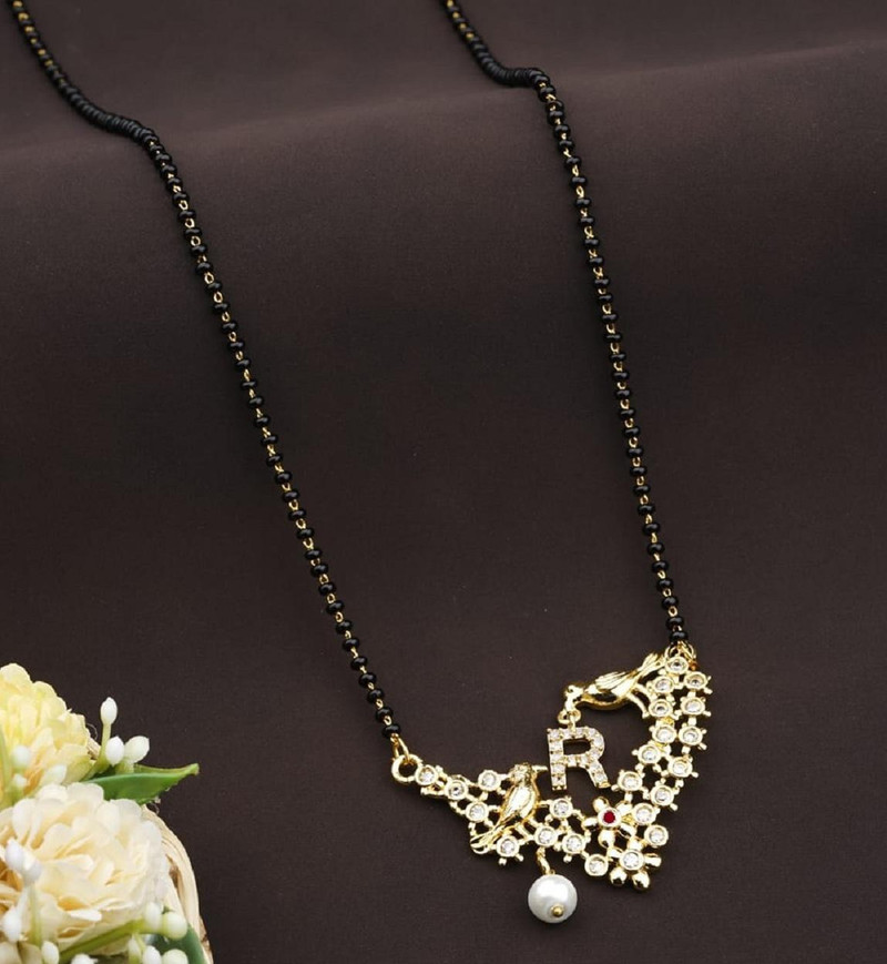 letter mangalsutra gold plated alloy 