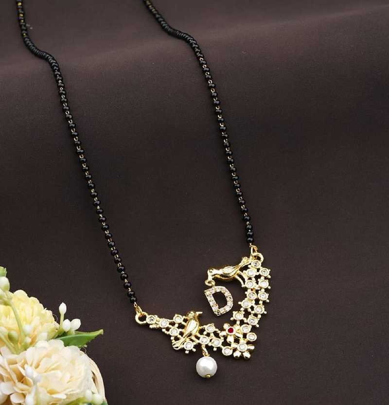 Bright Style D Letter Mangalsutra For Girls Women Gold Plated Pendant Locket Alloy Design New Model 18 Inch Short Long Stylish Traditional Fashionable Chain Alphabet Name Mangalsutras Alloy Mangalsutra Price In India Buy