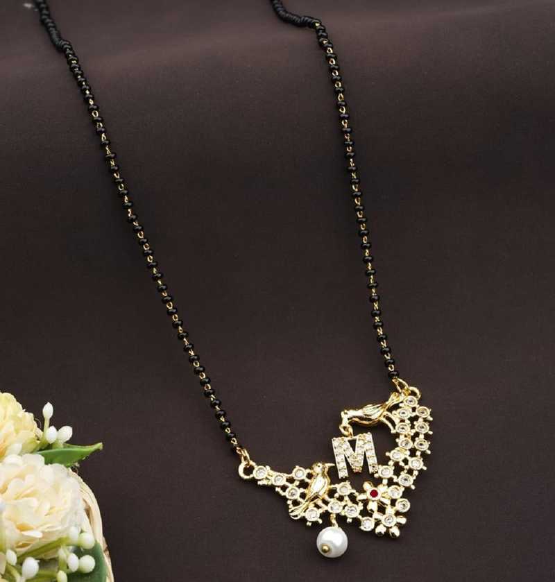 Jewel Store M Letter Mangalsutra Gold Plated Pendant Locket For Girls Women Alloy Design New Model 18 Inch Short Long Stylish Traditional Fashionable Chain Alphabet Name Mangalsutras Alloy Mangalsutra Price In India Buy