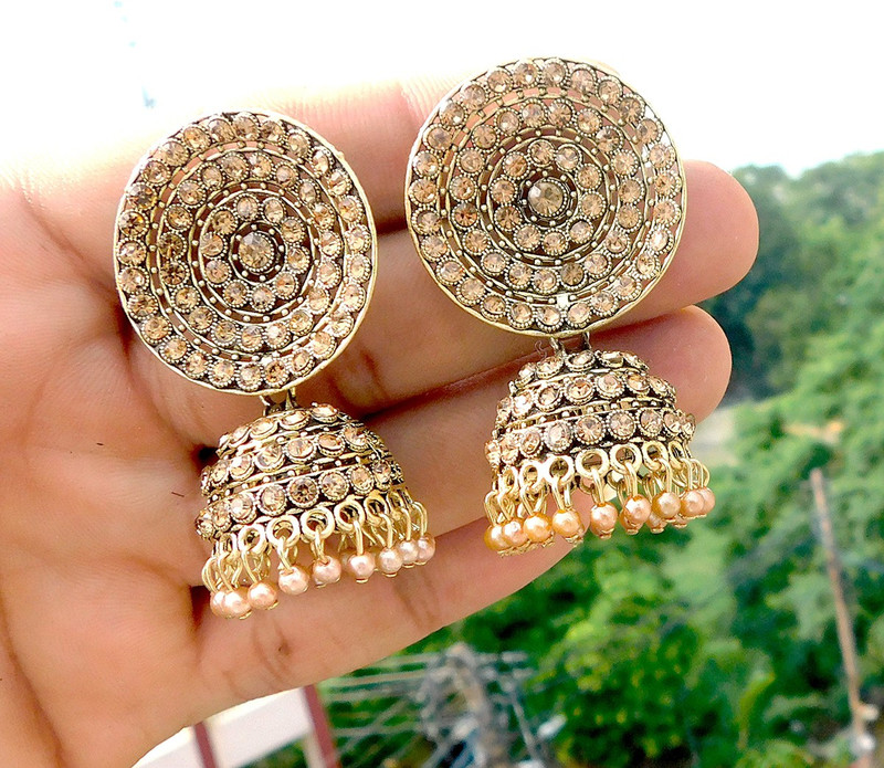 Buy Anish Designer golden big Jhumka 