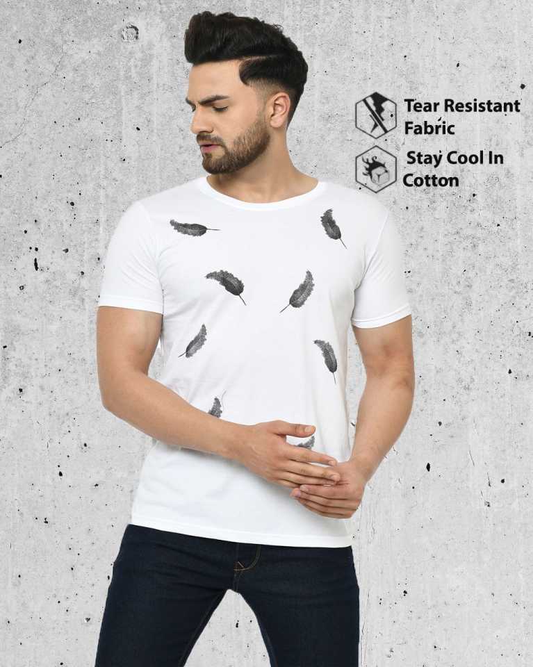 Smartees Printed Men Round Neck White T-Shirt
