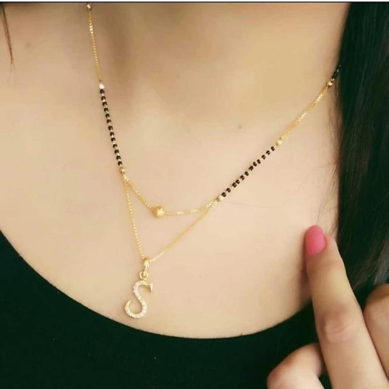Letter Pendant Diamond Mangalsutra 
