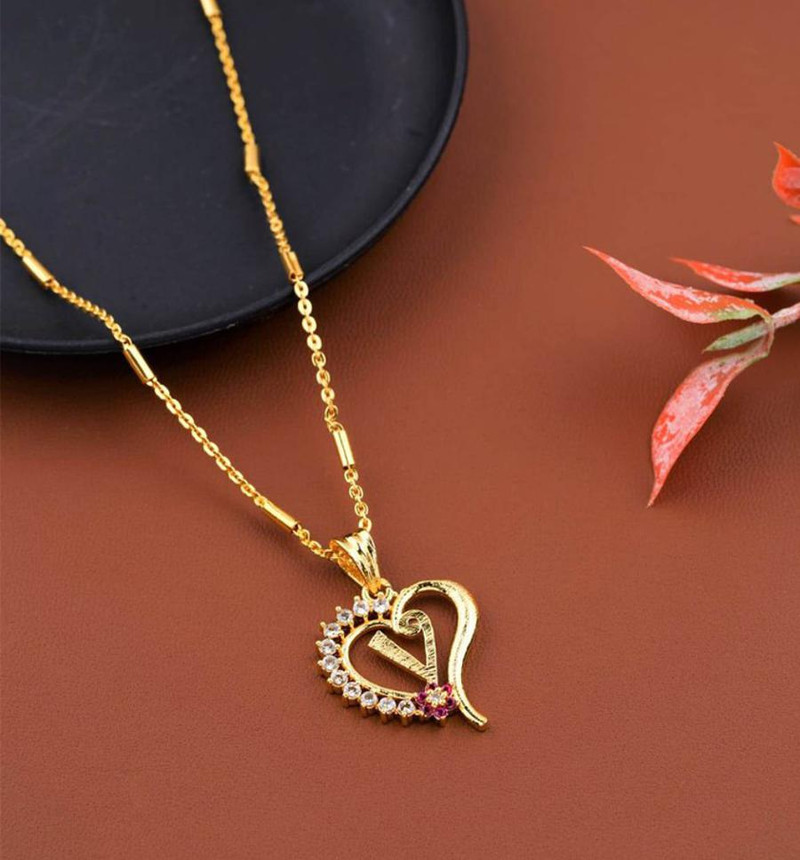 CLONEO V Letter Flower Design with Gold 