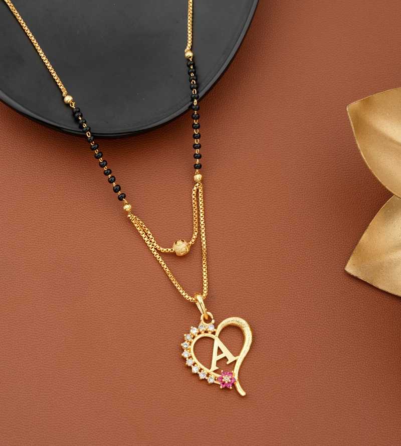 Jewel Store A Letter Mangalsutra Gold Plated Pendant Locket For Girls Women Alloy Design New Model 18 Inch Short Long Stylish Traditional Fashionable Chain Alphabet Name Mangalsutras Alloy Mangalsutra Price In India Buy
