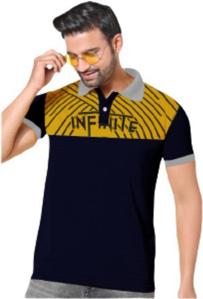 Supreme Color Block Men Polo Neck Navy 