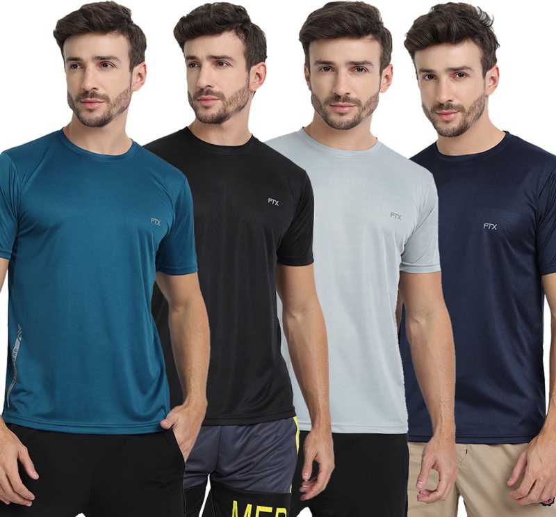 FTX Solid Men Round Neck Multicolor T-Shirt  (Pack of 4)