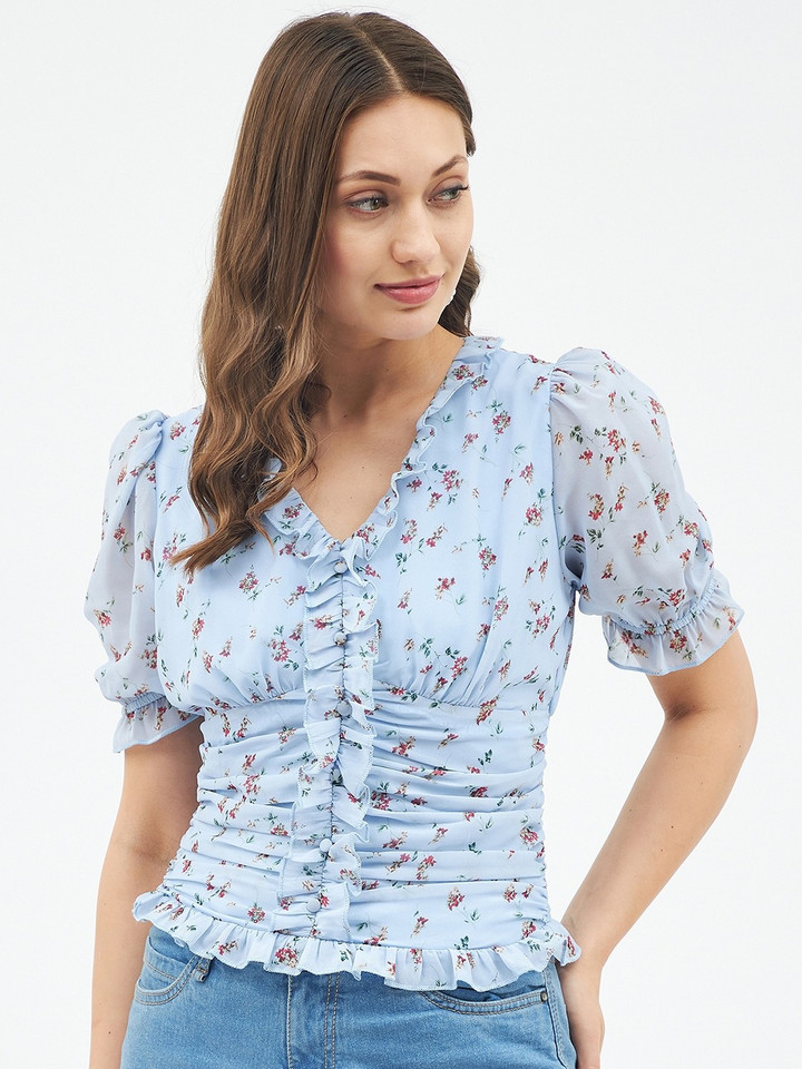HARPA Casual Floral Print Women Blue Top - Buy HARPA Casual Floral Print Women Blue Top Online at Best Prices in India | Flipkart.com