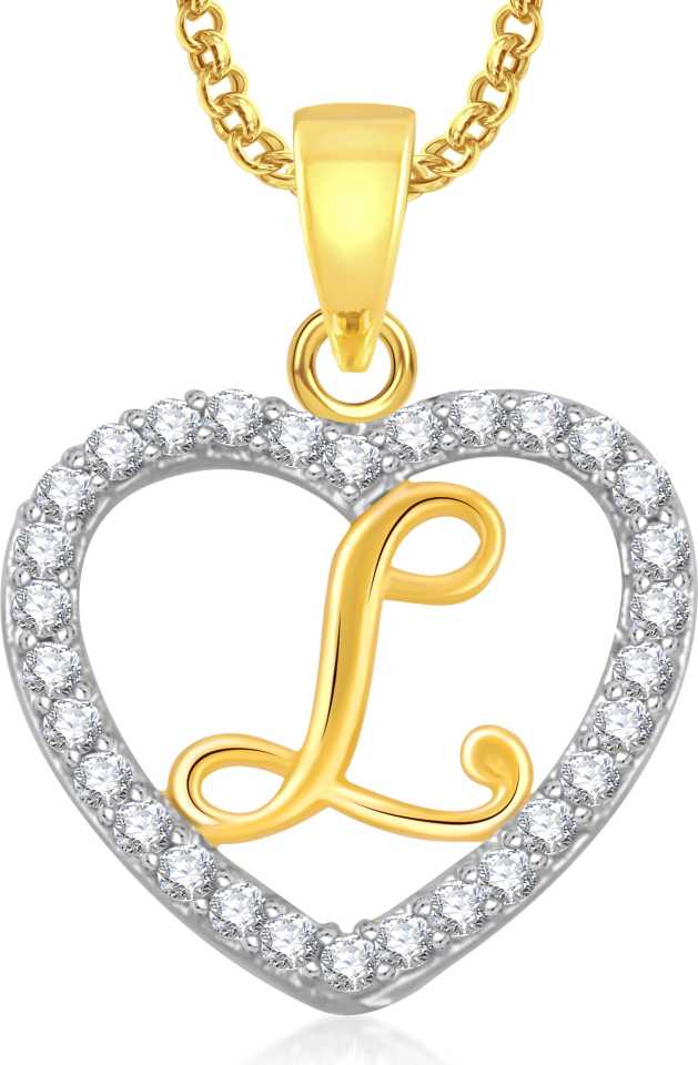 Meenaz L Alphabet Heart Letter L Pendant With Chain Love Gifts