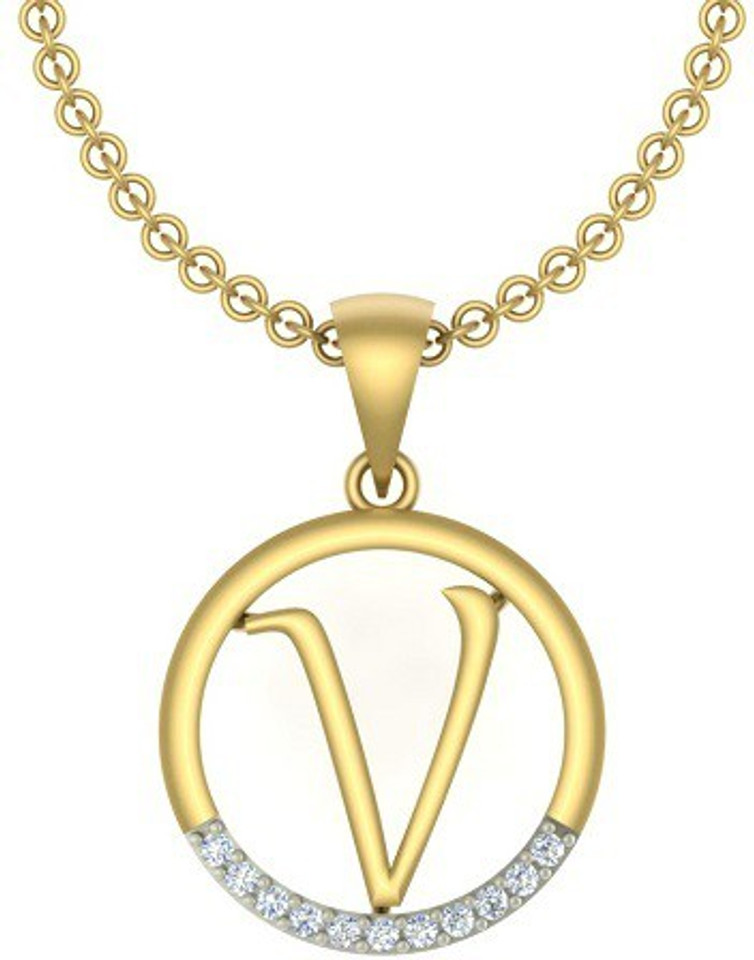 Kanak Initial letter V in Circle Gold 