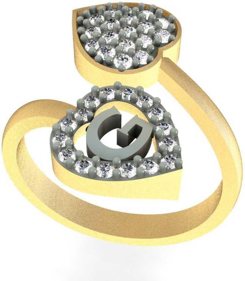 Kanak Jewels Diamond Heart Letter G Designed For Girls Women Brass Cubic Zirconia Gold Plated Ring Price In India Buy Kanak Jewels Diamond Heart Letter G Designed For Girls