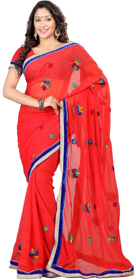 Buy Poonam Saree Self Design Bollywood 