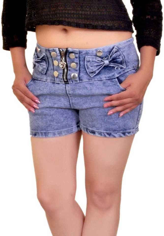 Pusyy Solid Women Denim Light Blue Denim Shorts Buy Light Blue