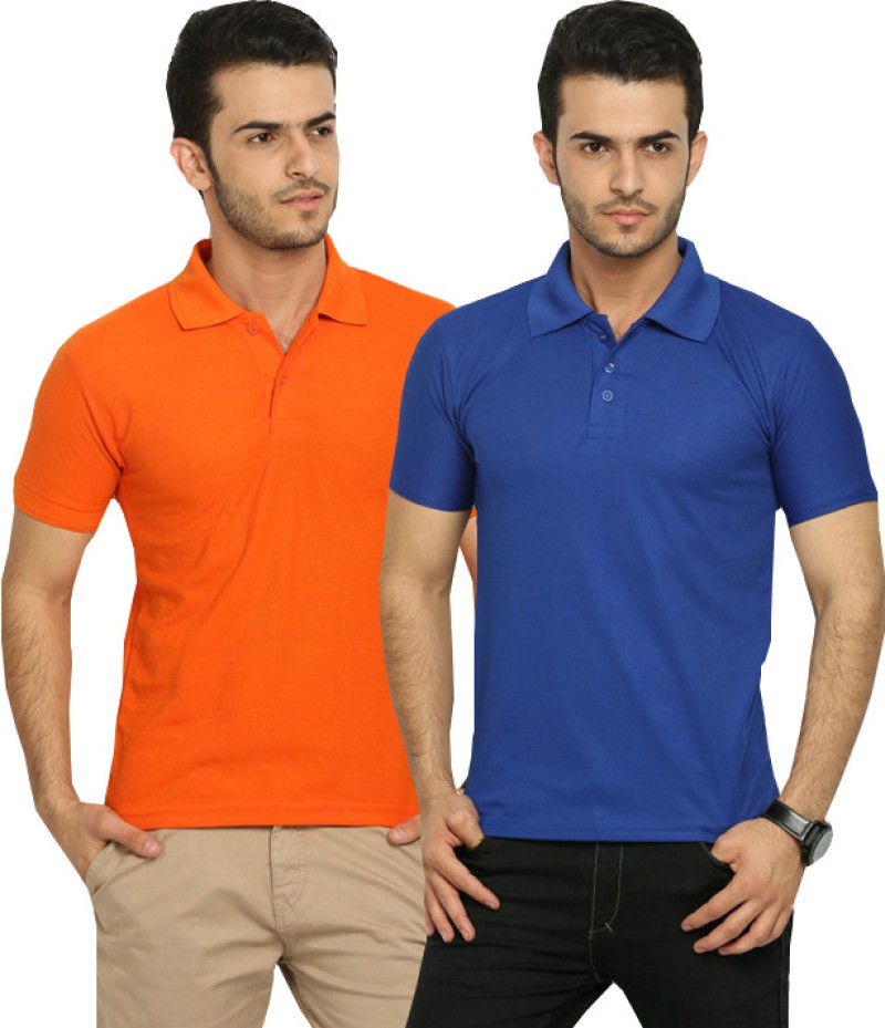 orange and blue polo t shirt